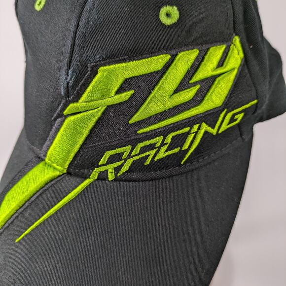 Fly Racing Mens Baseball Hat Extreme Sports Moto Street BMX MTB Black Neon Green - Picture 5 of 15